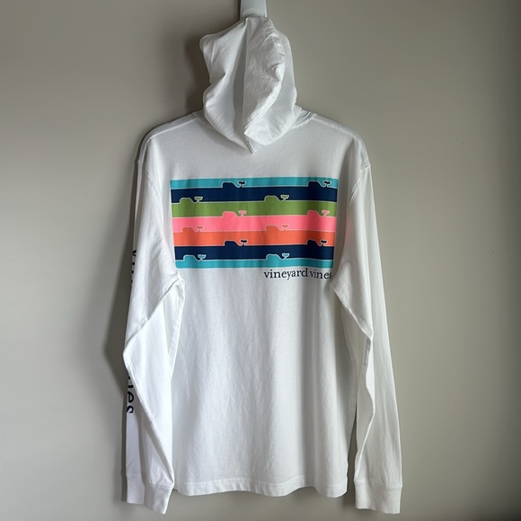 Vineyard Vines Long Sleeve Hoodie T-Shirt with Graphic on Back and Sleeve - Picture 4 of 4